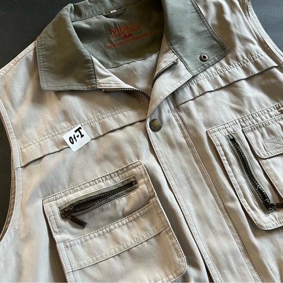 MIAN Utility Vest Mens Khaki Size 2X Pockets Full Zip - Picture 10 of 13
